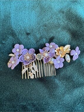 Purple floral hair piece